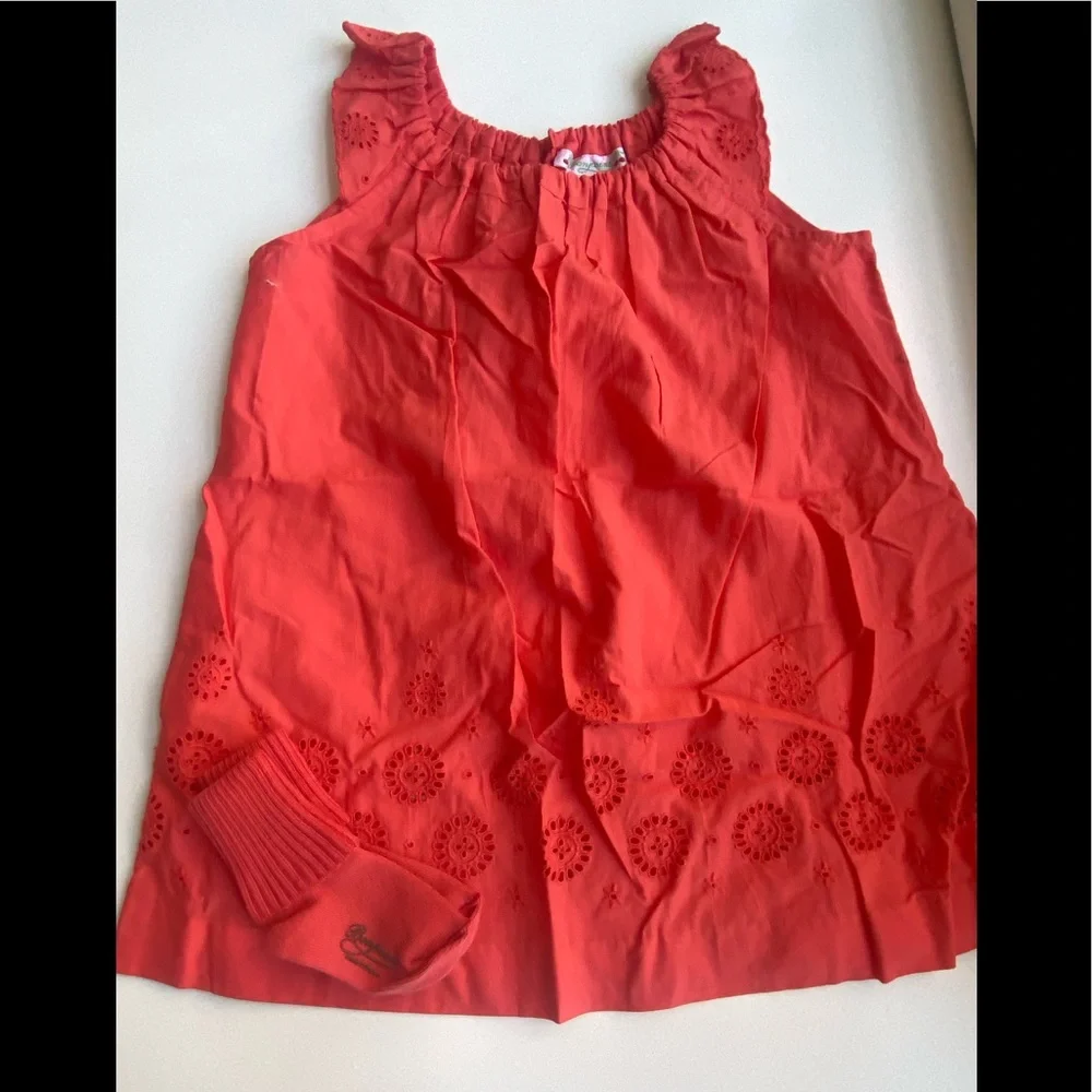 NWT BONPOINT Coral Eyelet Dress with Socks - Size 6 Months